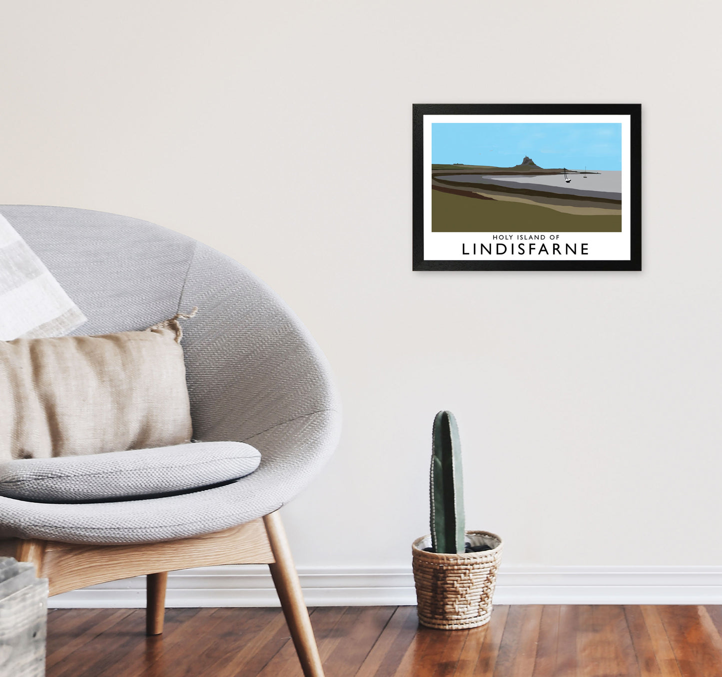 Holy Island of Lindisfarne Art Print by Richard O'Neill A3 White Frame