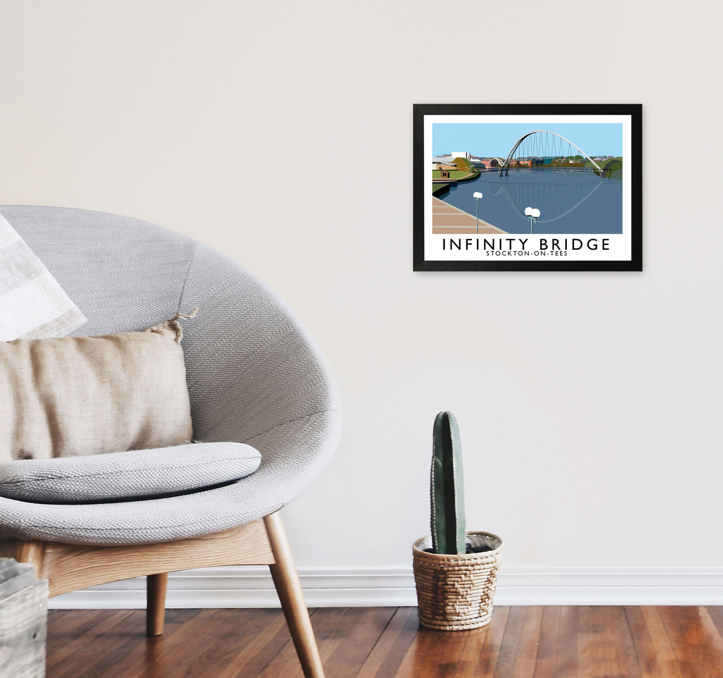 Infinity Bridge Stockton-On-Tees Art Print by Richard O'Neill A3 White Frame