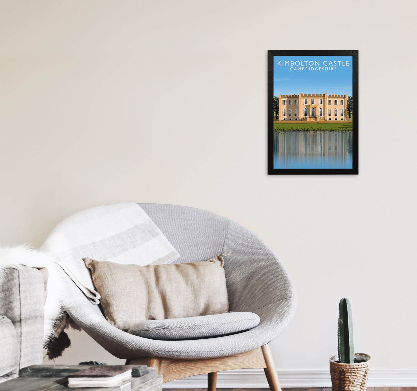 Kimbolton Castle Cambridgeshire Portrait Travel Art Print by Richard O'Neill A3 White Frame