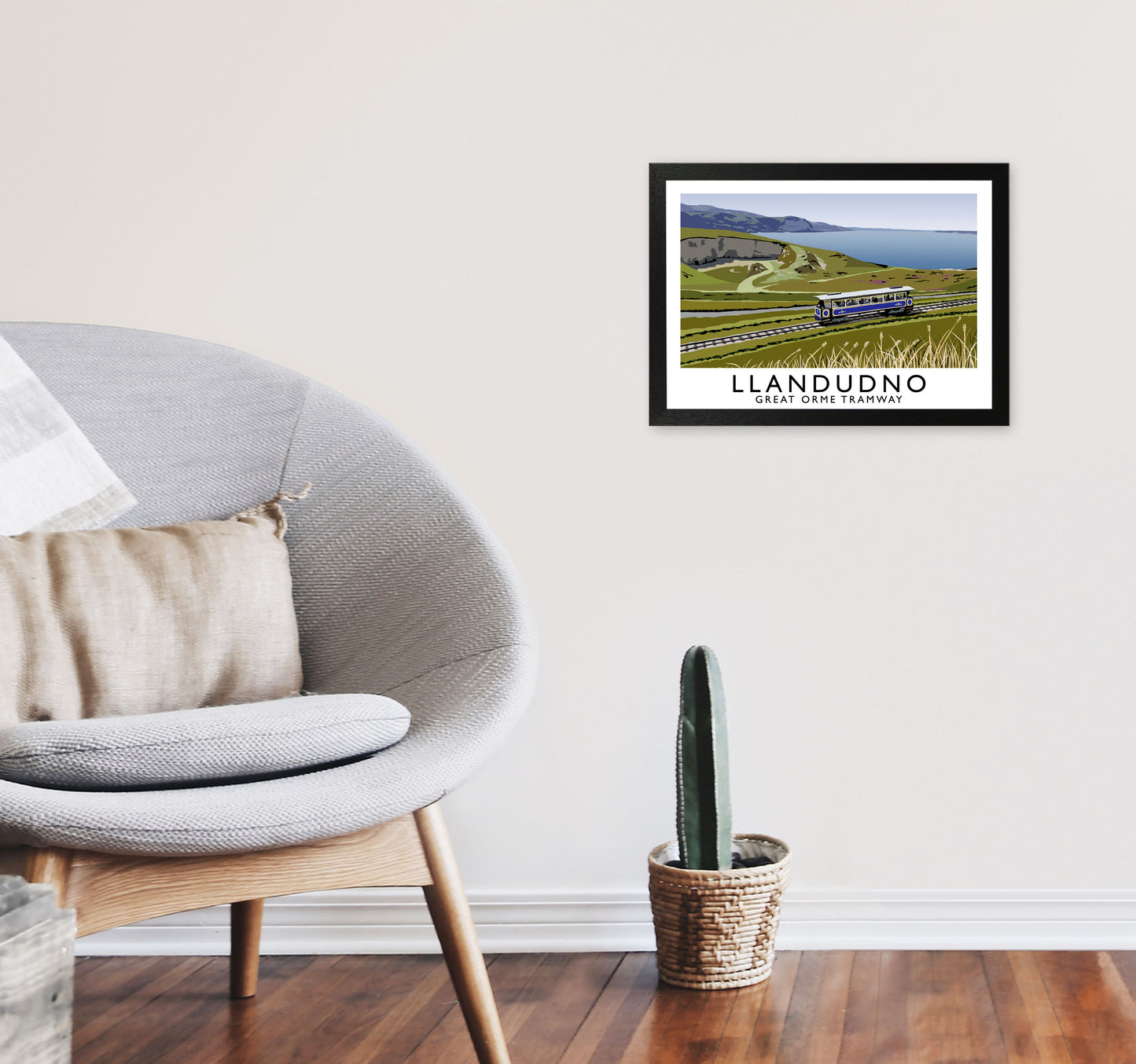 Llandudno Great Orme Tramway Digital Art Print by Richard O'Neill A3 White Frame