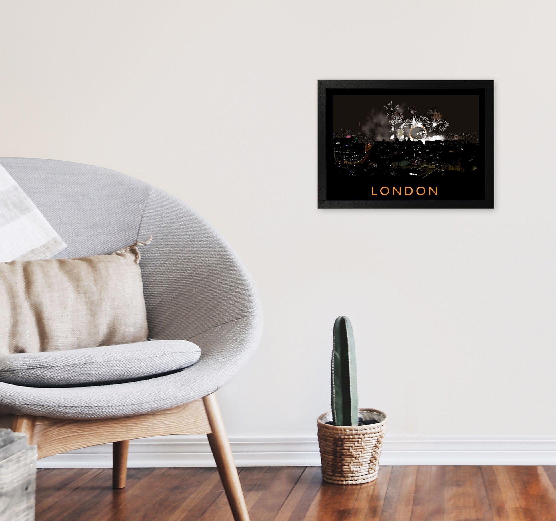 London Travel Art Print by Richard O'Neill, Framed Wall Art A3 White Frame