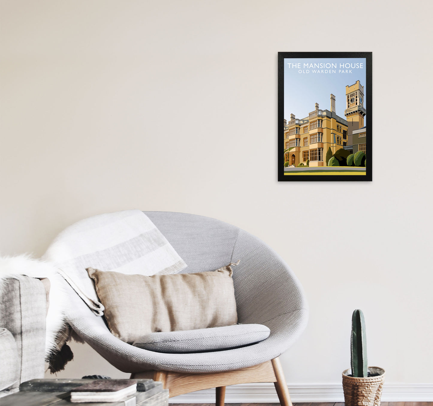 The Mansion House  Portrait Old Warden Park Travel Art Print by Richard O'Neill A3 White Frame