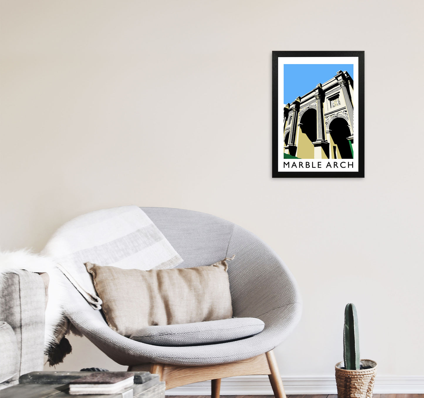 Marble Arch Travel Art Print by Richard O'Neill, Framed Wall Art A3 White Frame