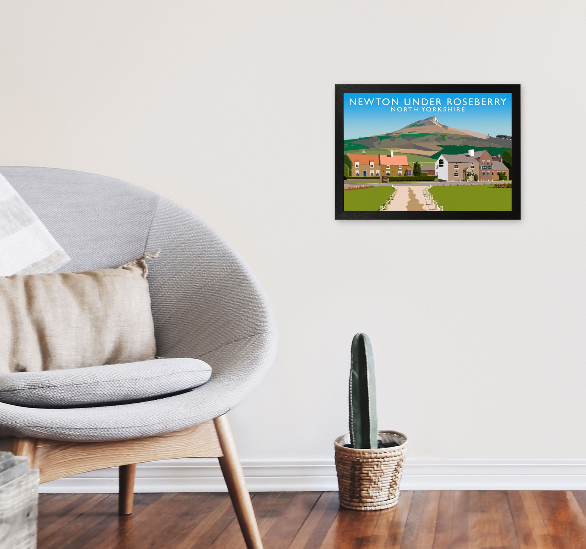 Newton Under Roseberry North Yorkshire Digital Art Print by Richard O'Neill A3 White Frame