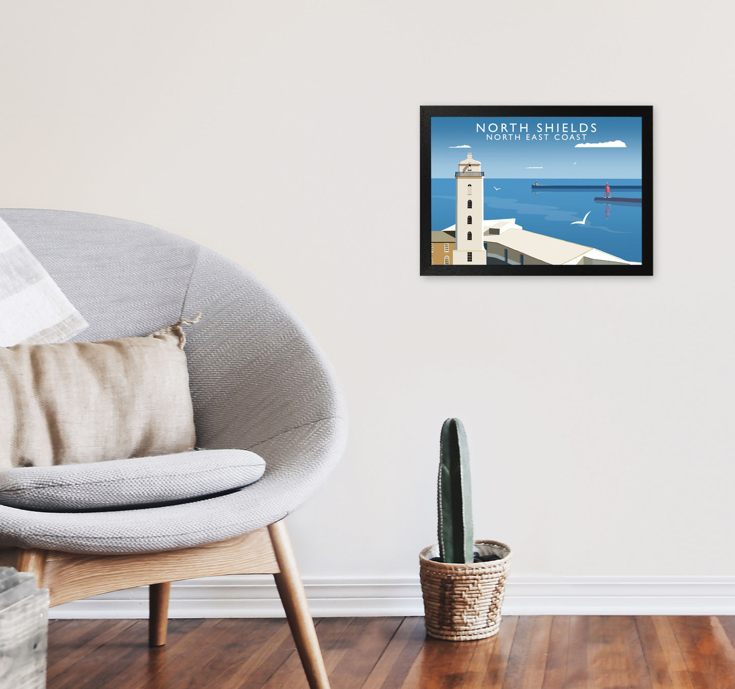 North Shields East Coast Travel Art Print by Richard O'Neill A3 White Frame