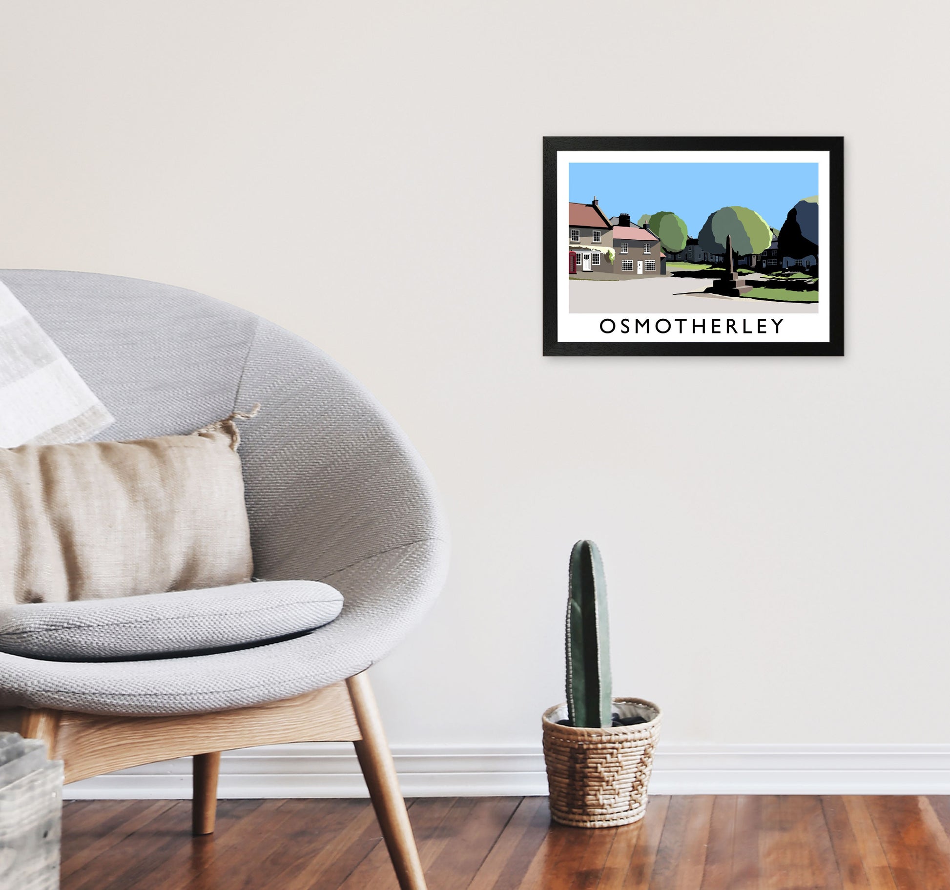 Osmotherley Travel Art Print by Richard O'Neill, Framed Wall Art A3 White Frame