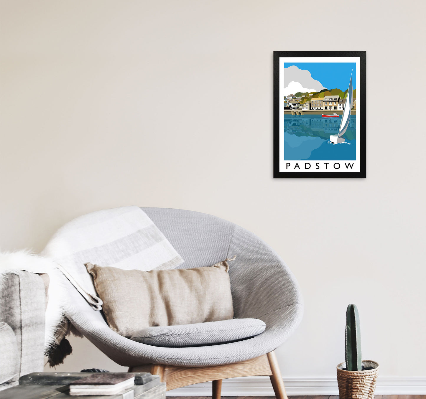 Padstow Framed Digital Art Print by Richard O'Neill, Framed Wall Art A3 White Frame