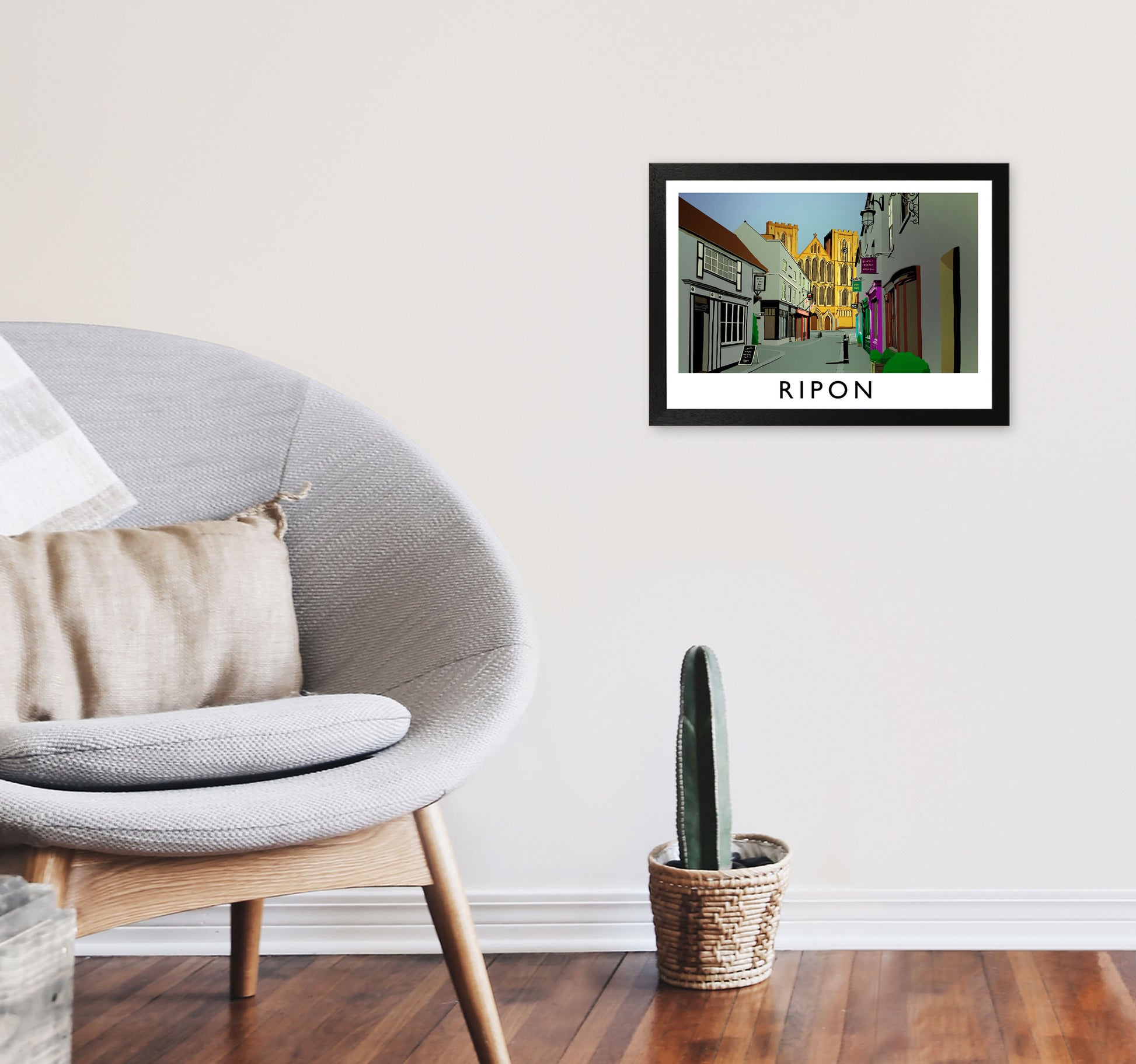 Ripon Framed Digital Art Print by Richard O'Neill, Framed Wall Art A3 White Frame