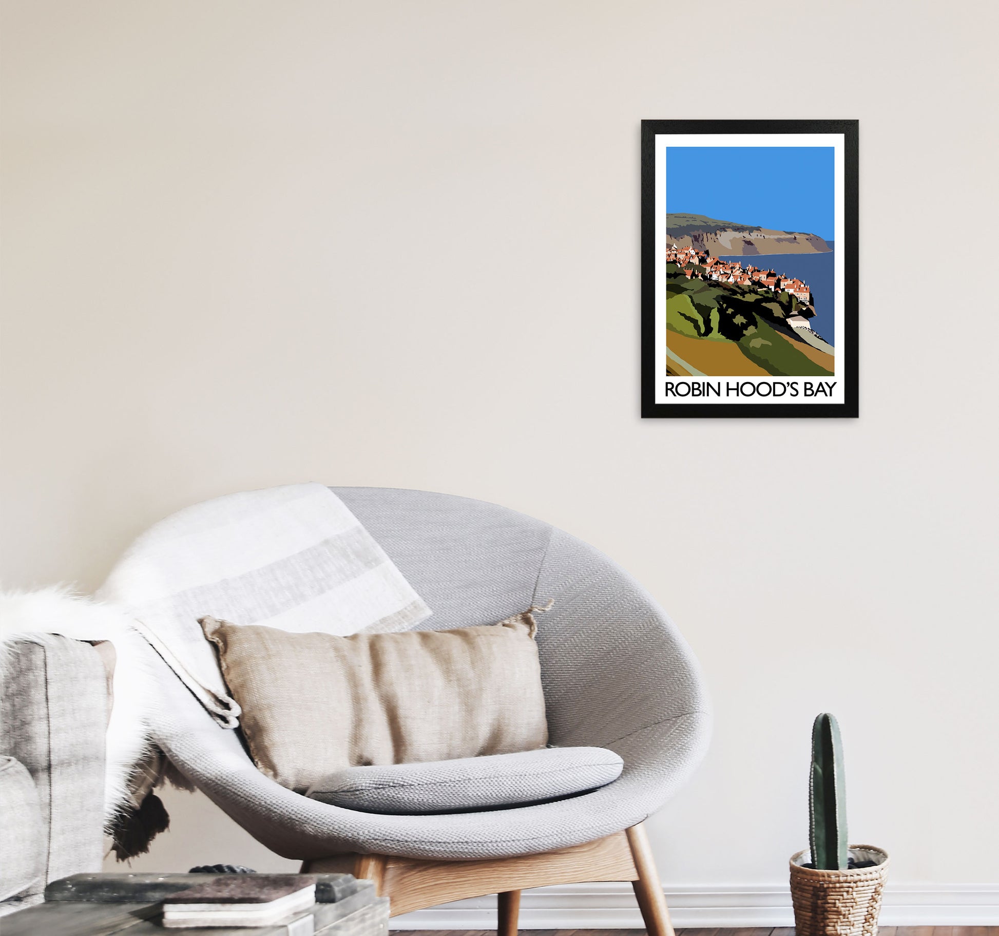 Robin Hood's Bay Portrait Travel Art Print by Richard O'Neill, Framed Wall Art A3 White Frame