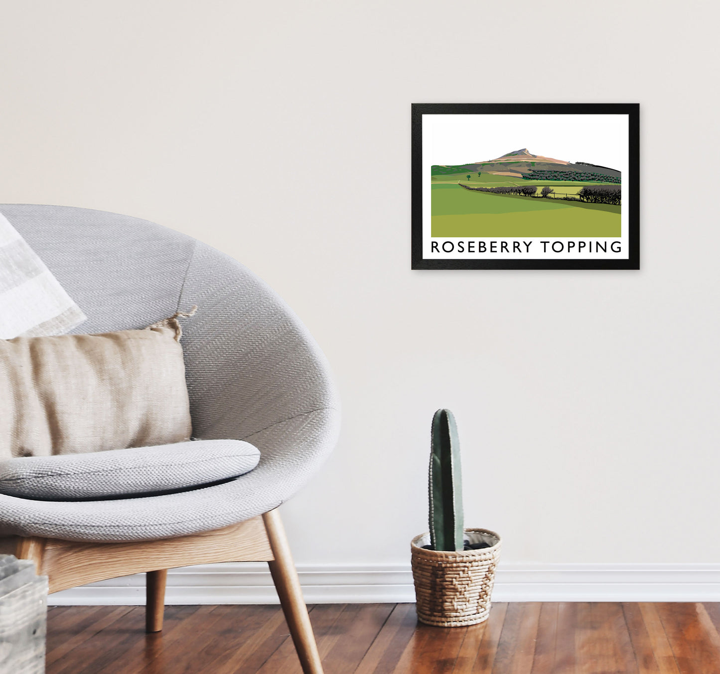 Roseberry Topping Art Print by Richard O'Neill, Framed Wall Art A3 White Frame