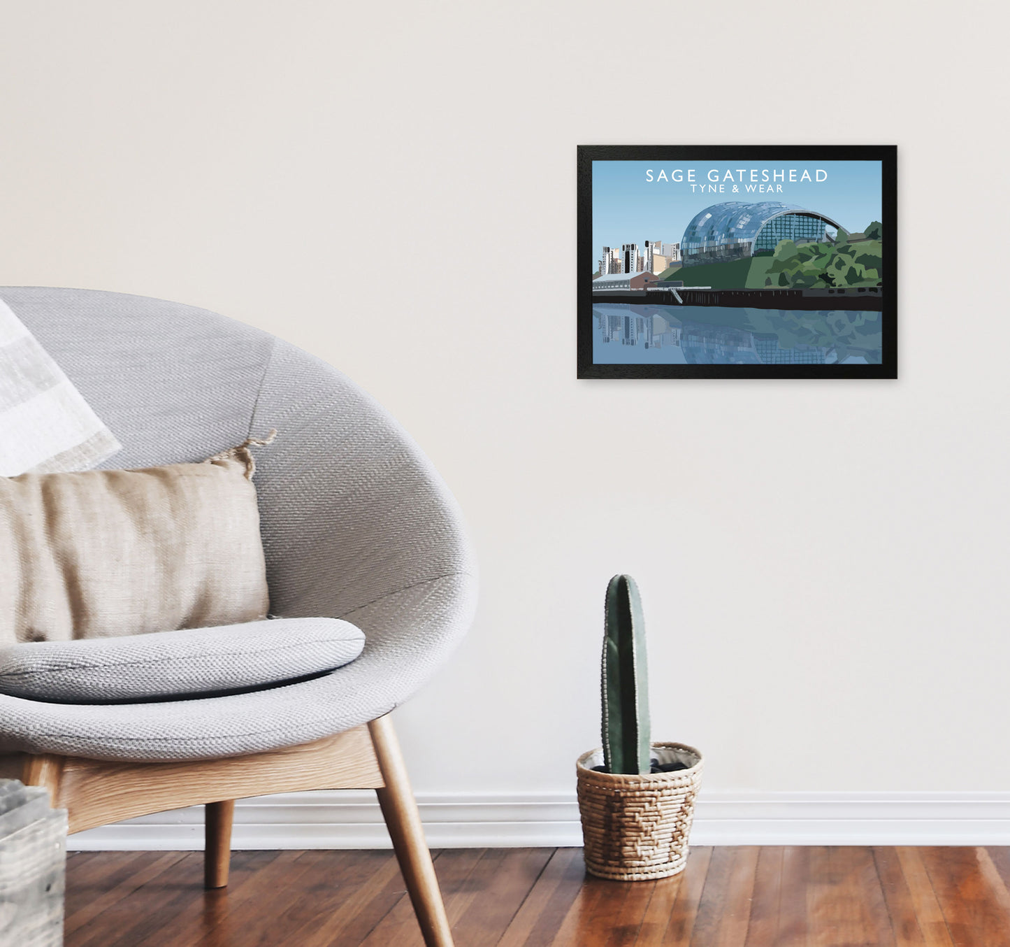 Sage Gateshead Tyne & Wear Travel Art Print by Richard O'Neill A3 White Frame