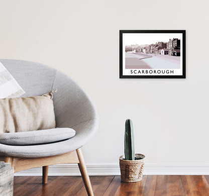 Scarborough Old Travel Art Print by Richard O'Neill, Framed Wall Art A3 White Frame