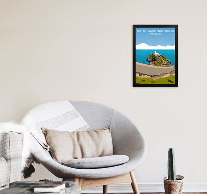 South Stack Lighthouse2 Portrait Anglesey Travel Art Print by Richard O'Neill A3 White Frame