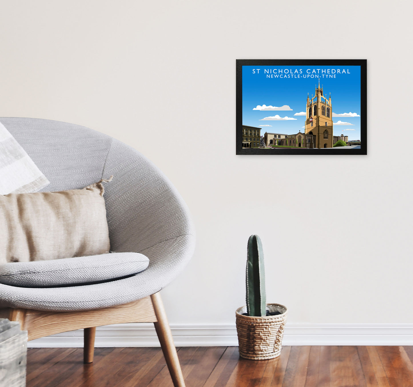 St Nicholas Cathedral Newcastle-Upon-Tyne Art Print by Richard O'Neill A3 White Frame