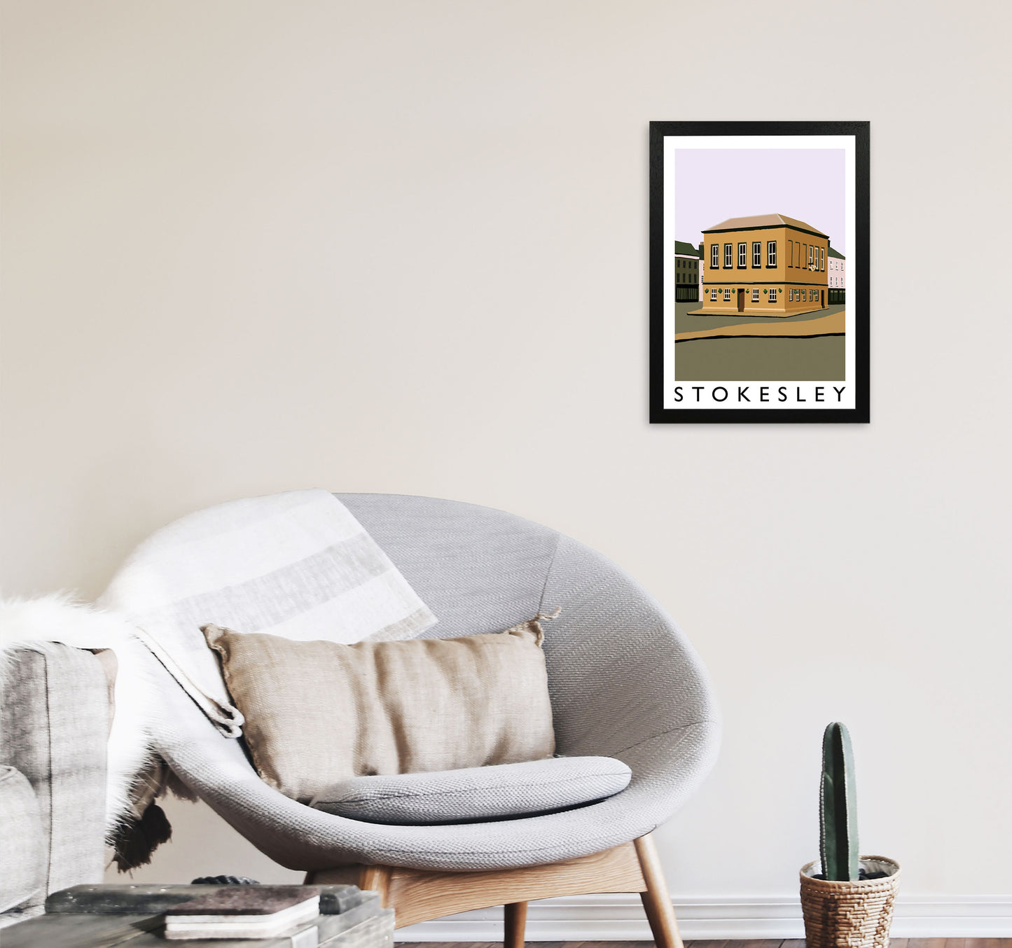 Stokesley Portrait Travel Art Print by Richard O'Neill, Framed Wall Art A3 White Frame