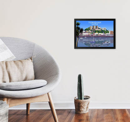 Torquay Devon Art Print by Richard O'Neill, Framed Wall Art A3 White Frame