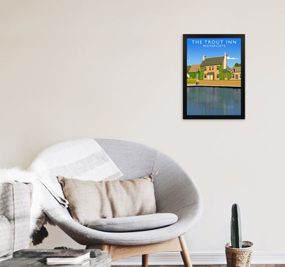 The Trout Inn Portrait Wolvercote Travel Art Print by Richard O'Neill A3 White Frame