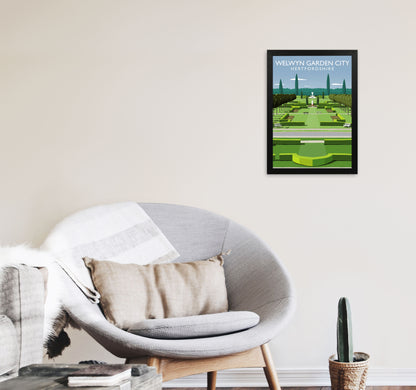 Welwyn Garden City Portrait Hertfordshire Travel Art Print by Richard O'Neill A3 White Frame