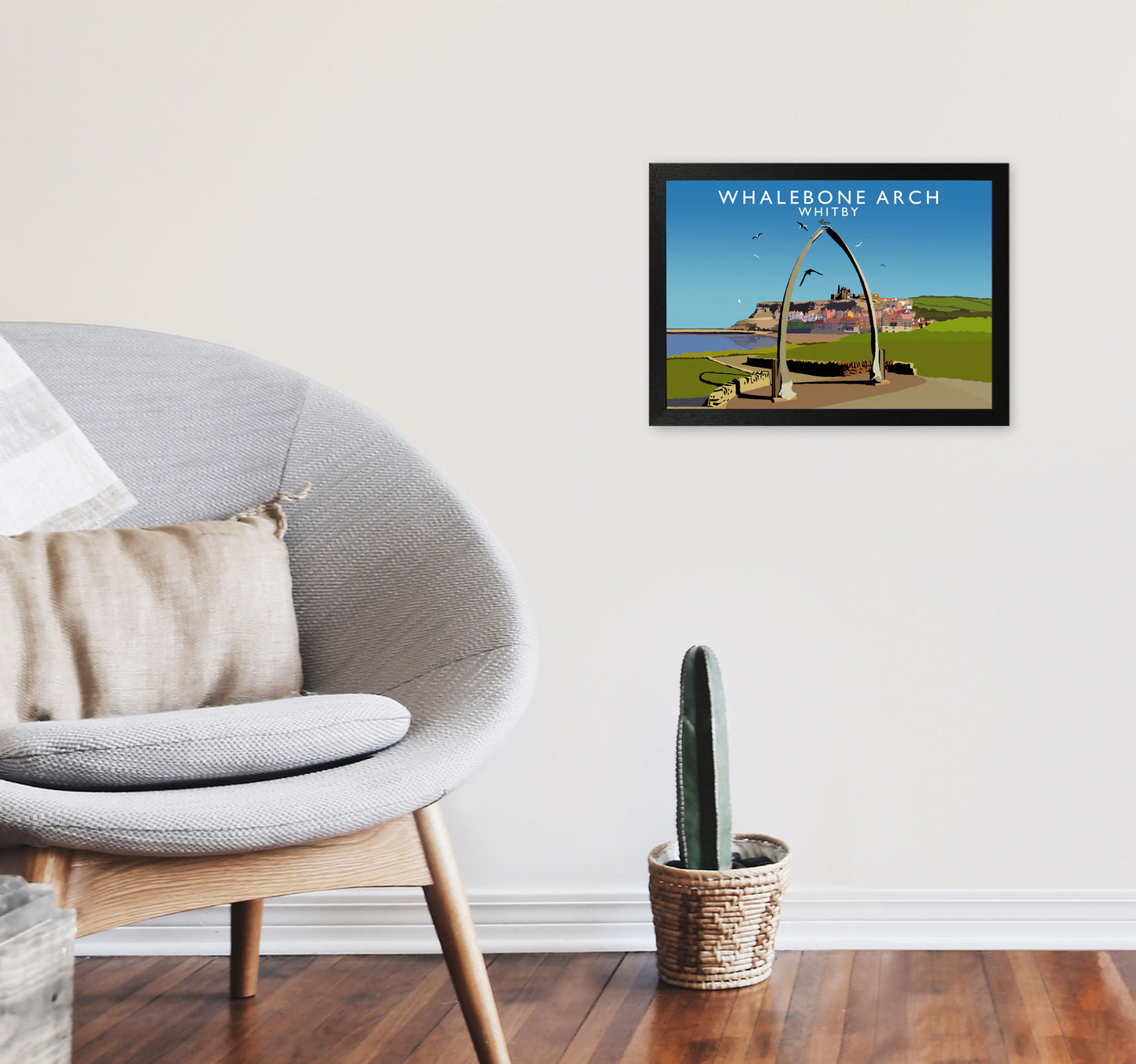 Whalebone Arch Whitby Art Print by Richard O'Neill, Framed Wall Art A3 White Frame