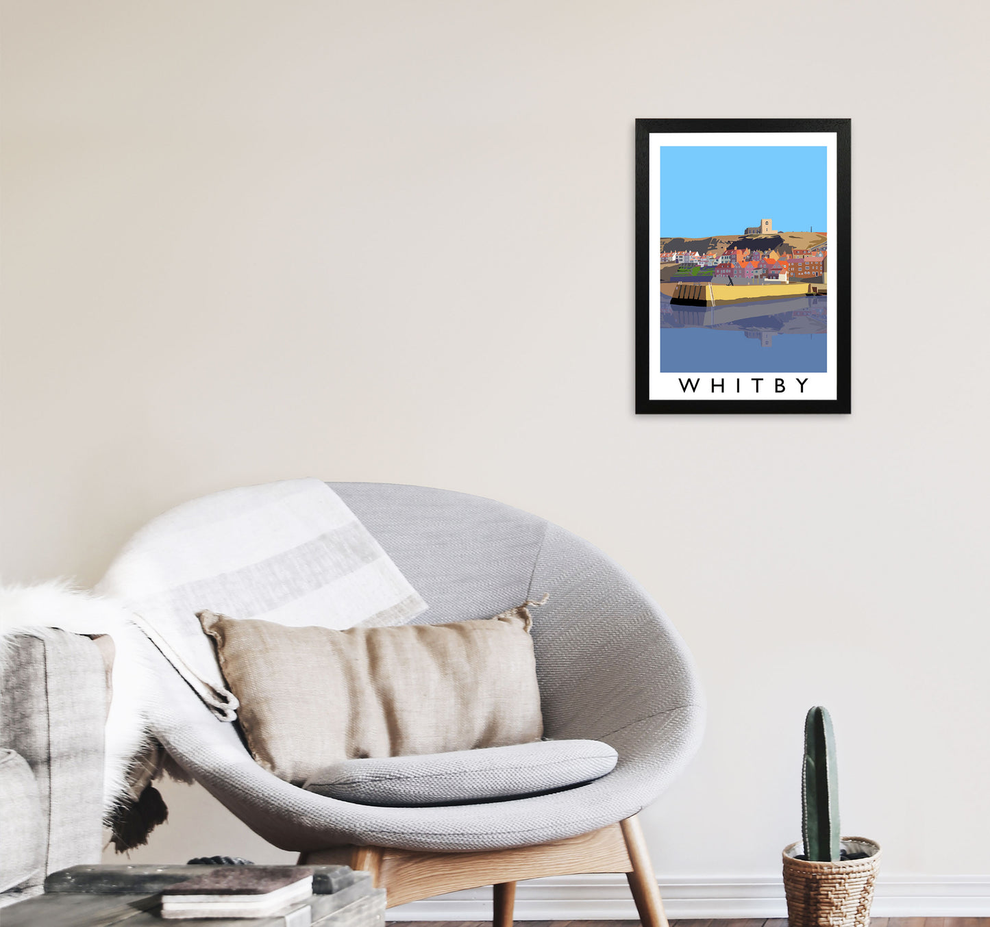 Whitby Art Print by Richard O'Neill, Framed Wall Art A3 White Frame