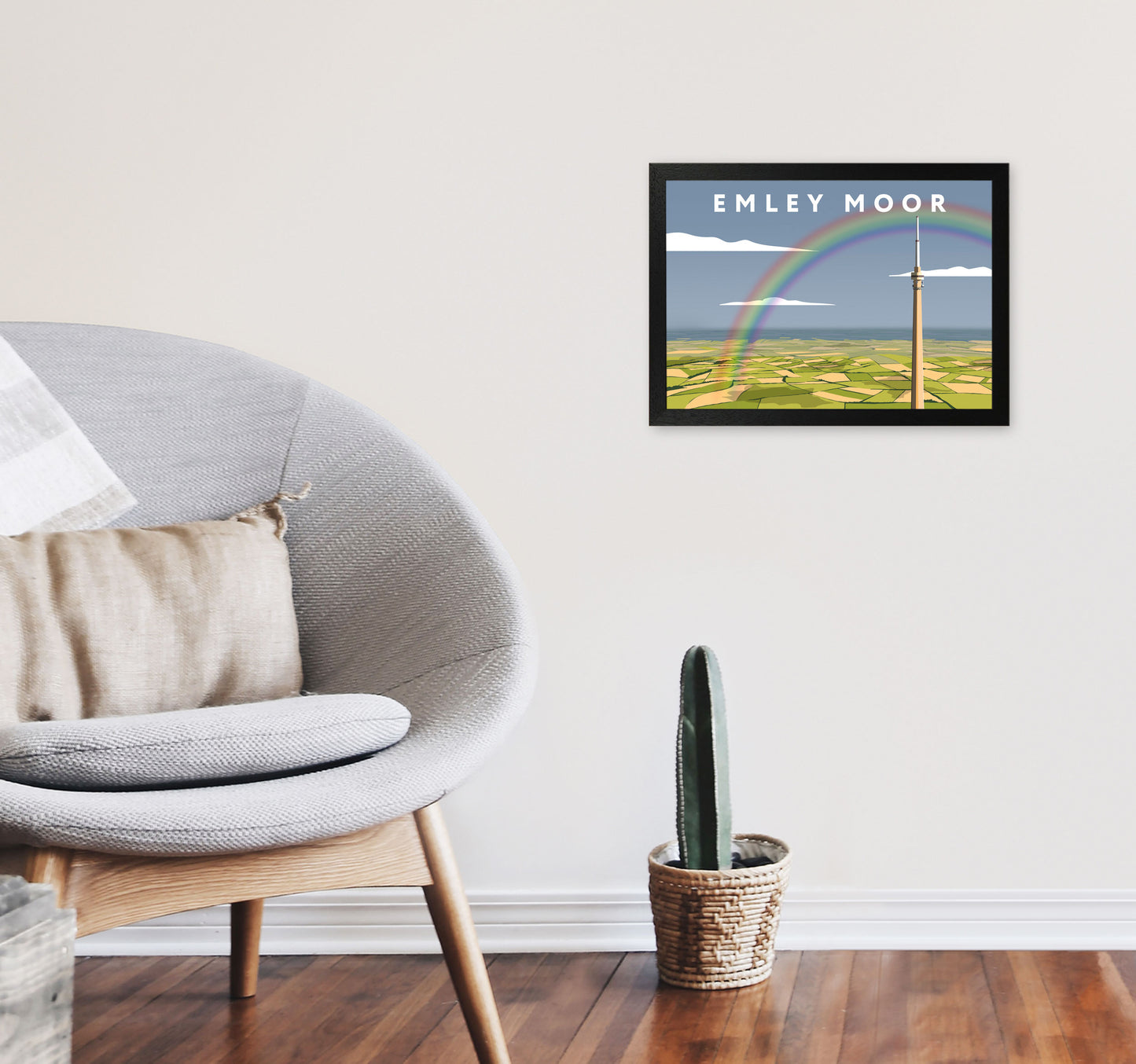 Emley Moor Framed Digital Art Print by Richard O'Neill A3 White Frame