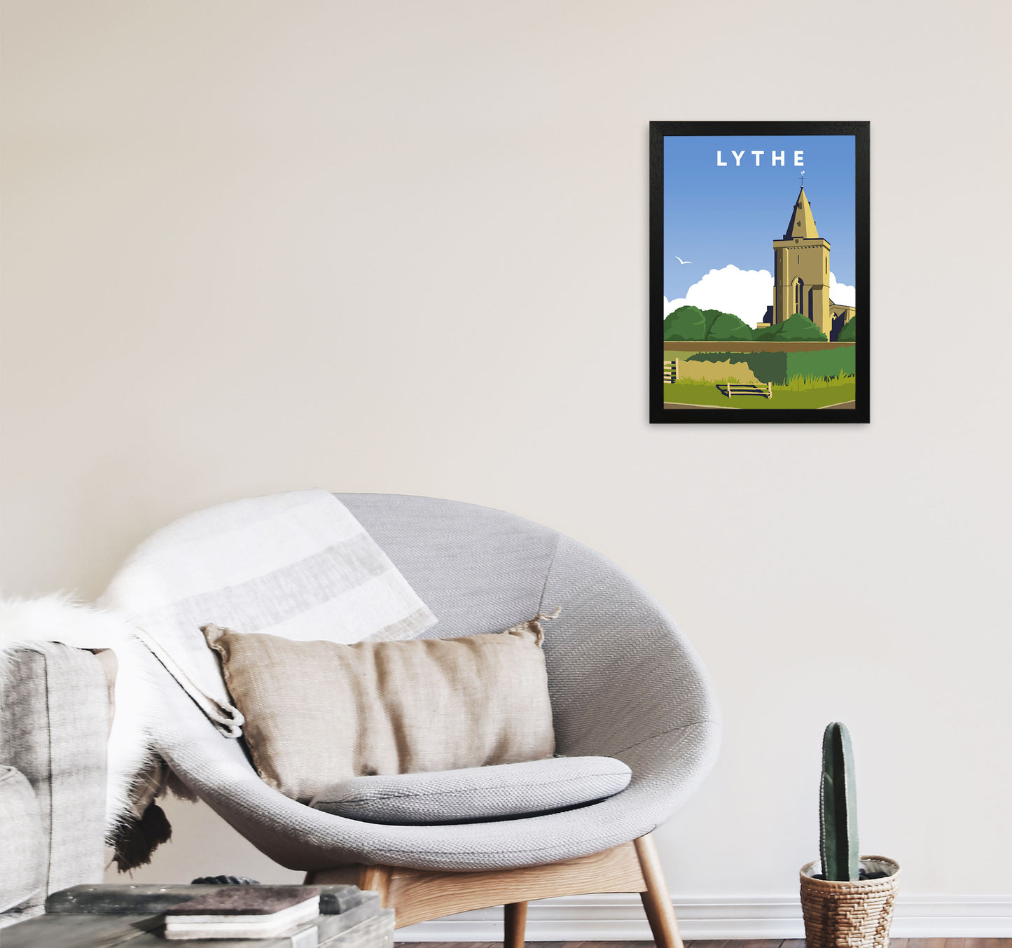 Lythe Travel Art Print by Richard O'Neill, Framed Wall Art A3 White Frame