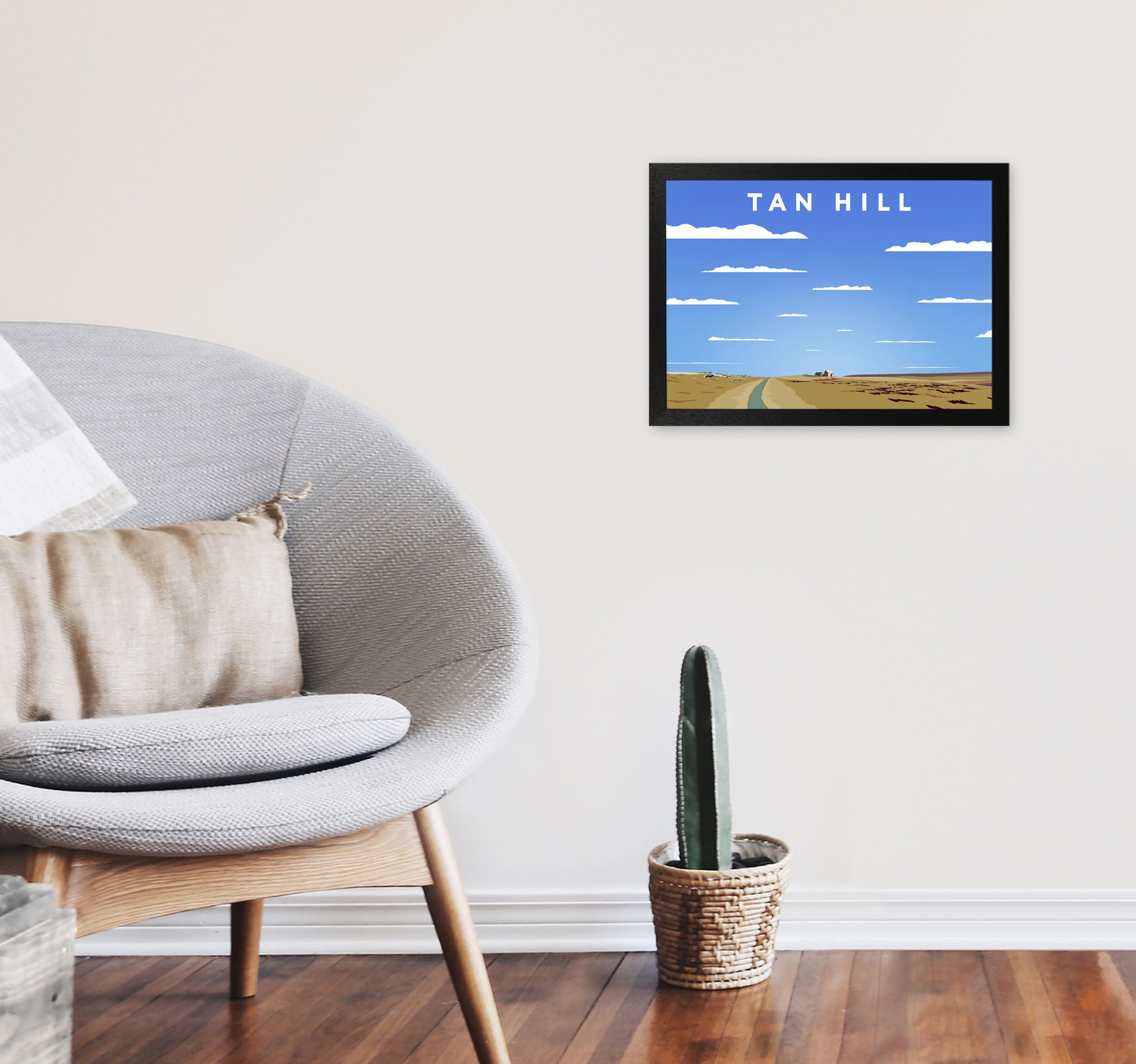 Tan Hill Digital Art Print by Richard O'Neill, Framed Wall Art A3 White Frame