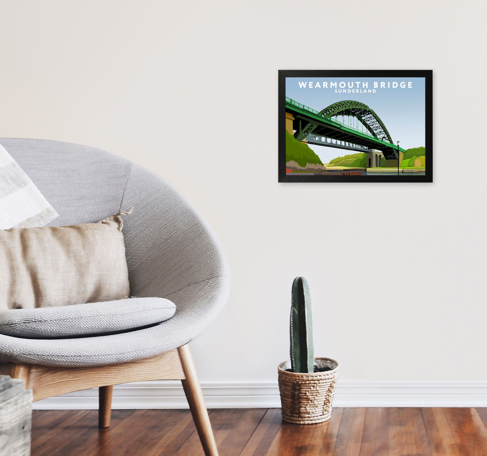 Wearmouth Bridge by Richard O'Neill A3 White Frame