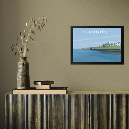 Seahouses 2 by Richard O'Neill A3 Black Frame