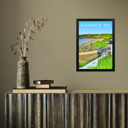 Runswick Bay 3 portrait by Richard O'Neill A3 Black Frame