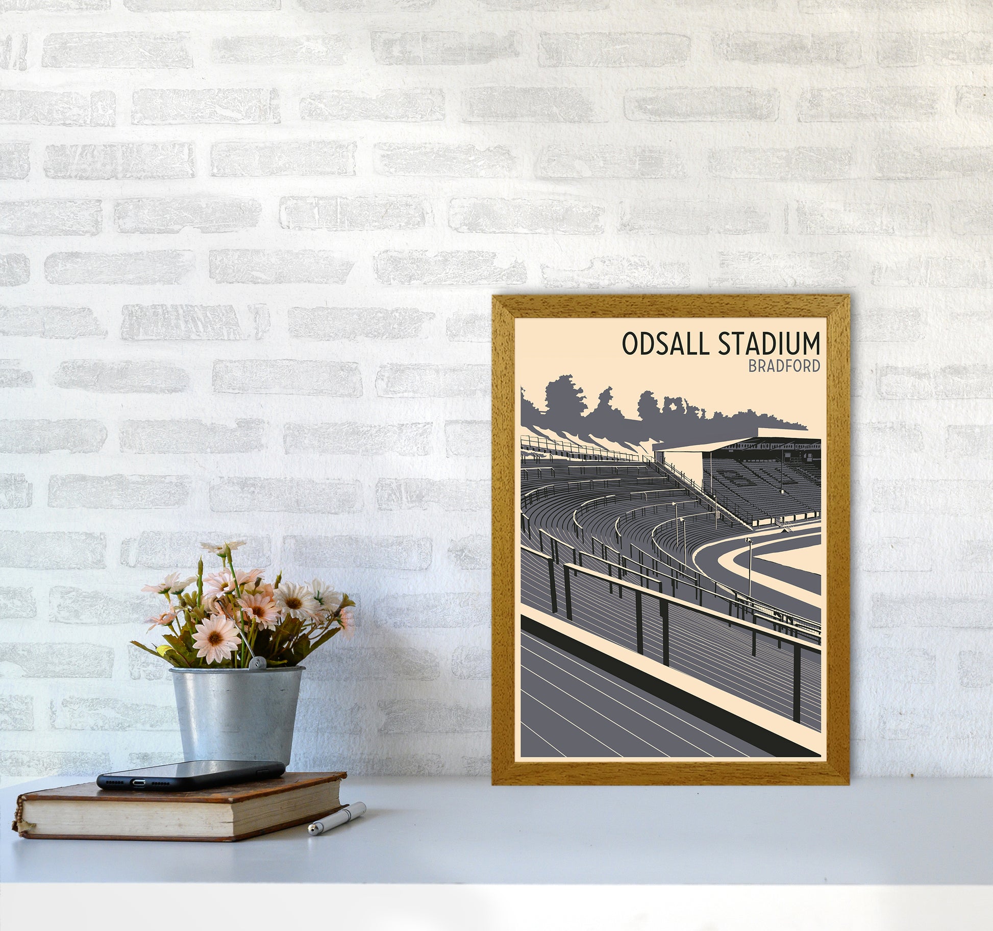 Odsal Stadium, Bradford Travel Art Print by Richard O'Neill A3 Print Only