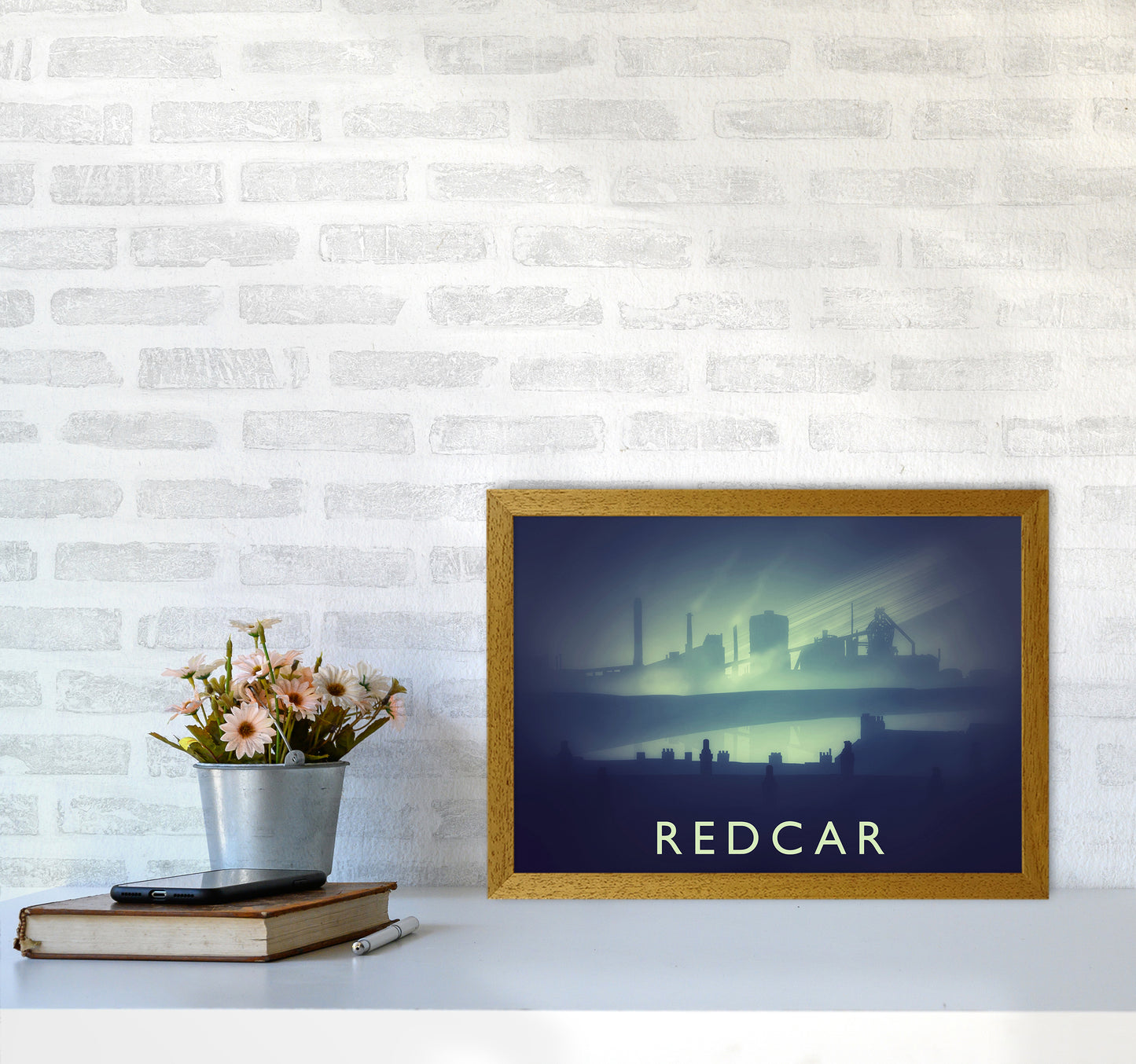 Redcar (night) Travel Art Print by Richard O'Neill A3 Print Only