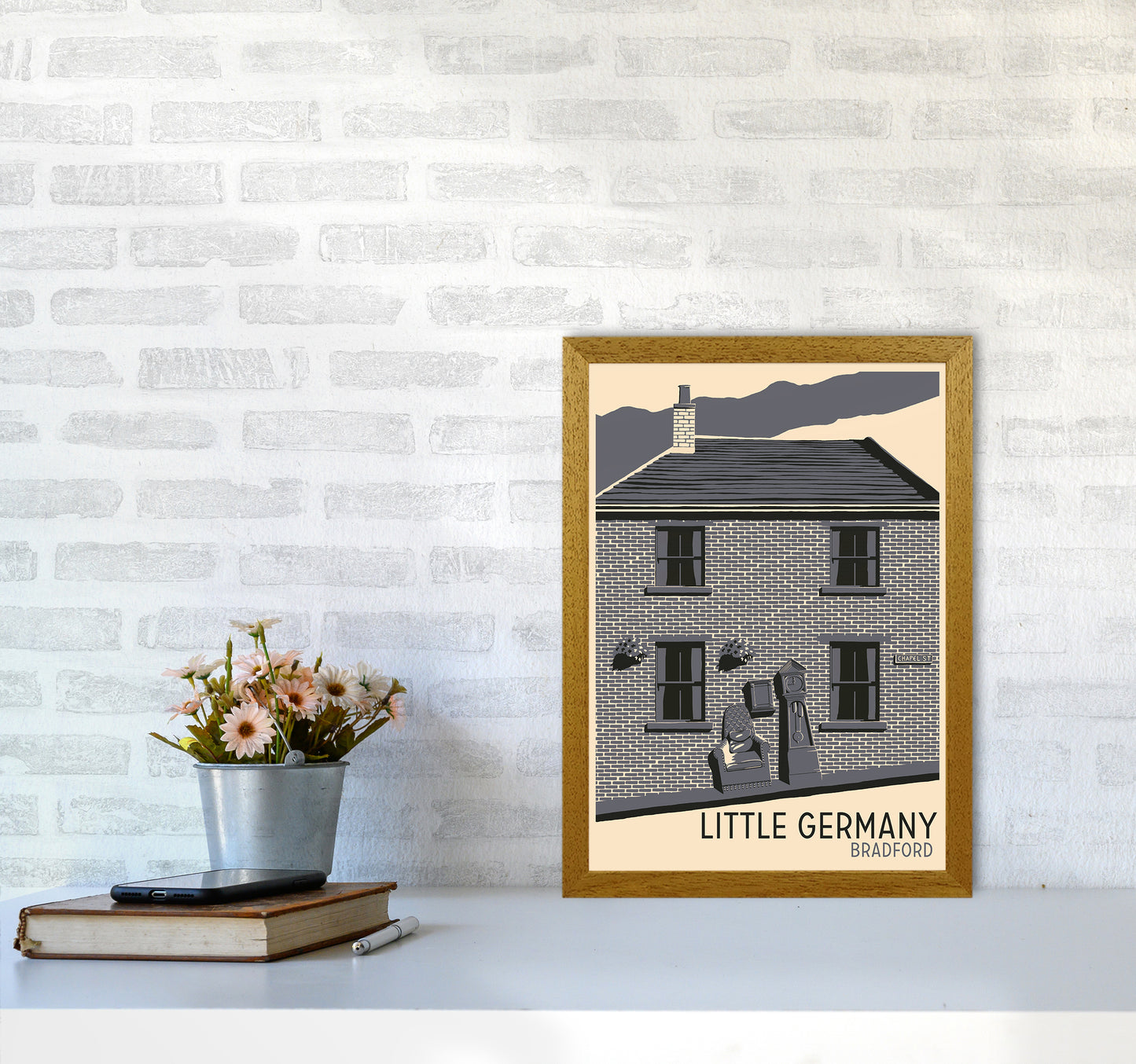 Little Germany, Bradford Travel Art Print by Richard O'Neill A3 Print Only