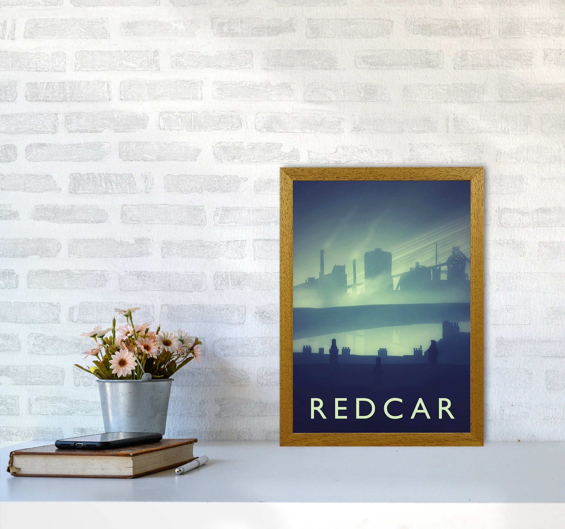 Redcar (night) portrait Travel Art Print by Richard O'Neill A3 Print Only