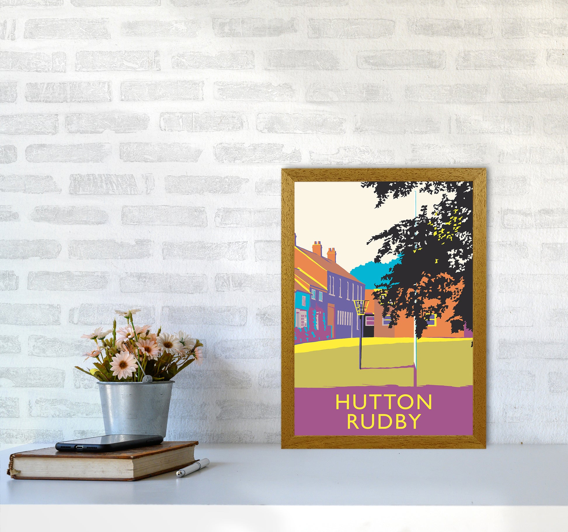 Hutton Rudby portrait Travel Art Print by Richard O'Neill A3 Print Only