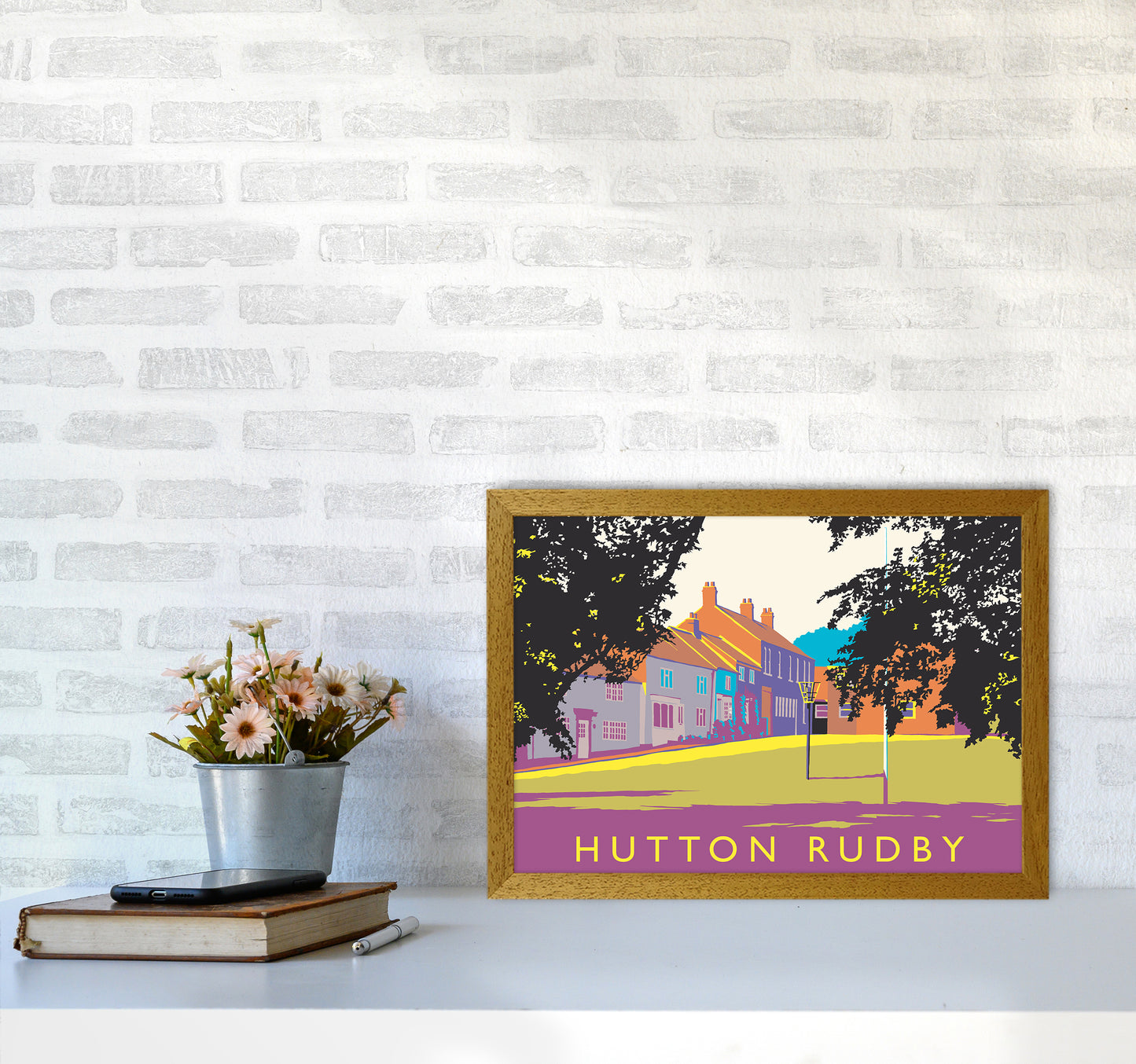 Hutton Rudby Travel Art Print by Richard O'Neill A3 Print Only