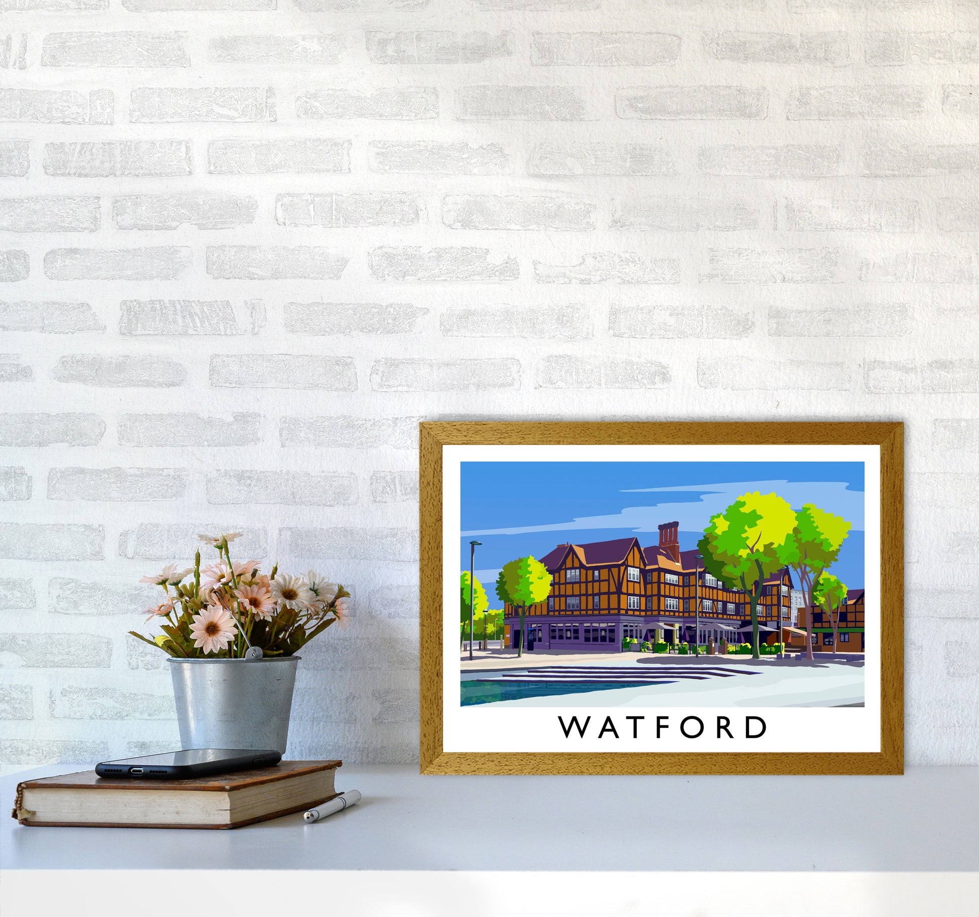 Watford 2 Travel Art Print by Richard O'Neill A3 Print Only