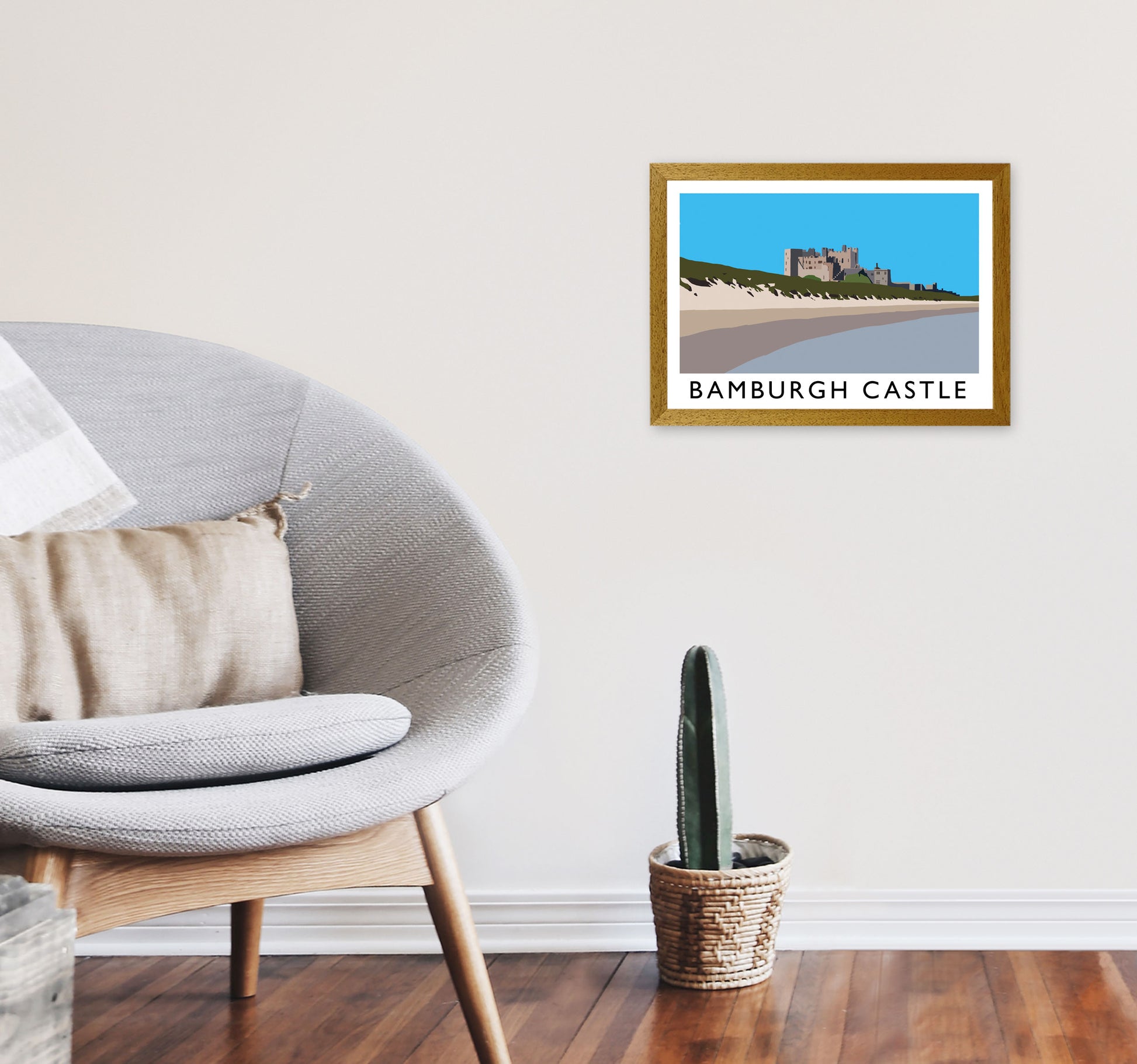 Bamburgh Castle Framed Digital Art Print by Richard O'Neill A3 Print Only