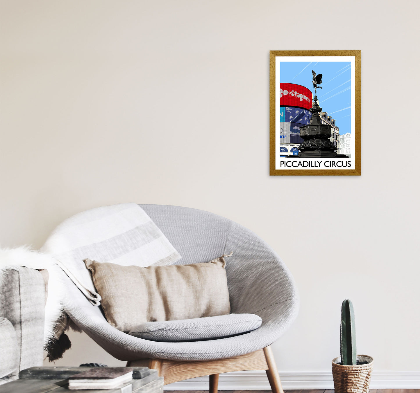 Piccadilly Circus London Portrait Art Print by Richard O'Neill A3 Print Only