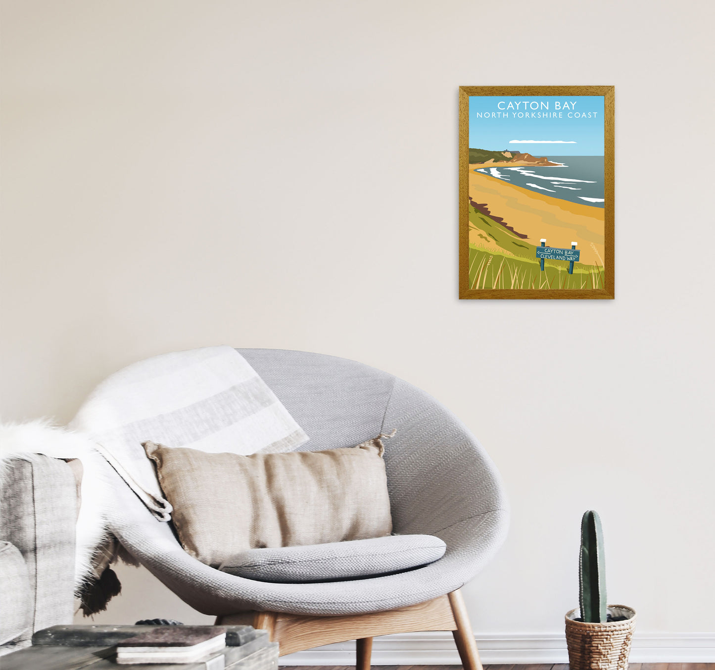 Cayton Bay North Yorkshire Coast Portrait Framed Digital Art Print by Richard O'Neill A3 Print Only