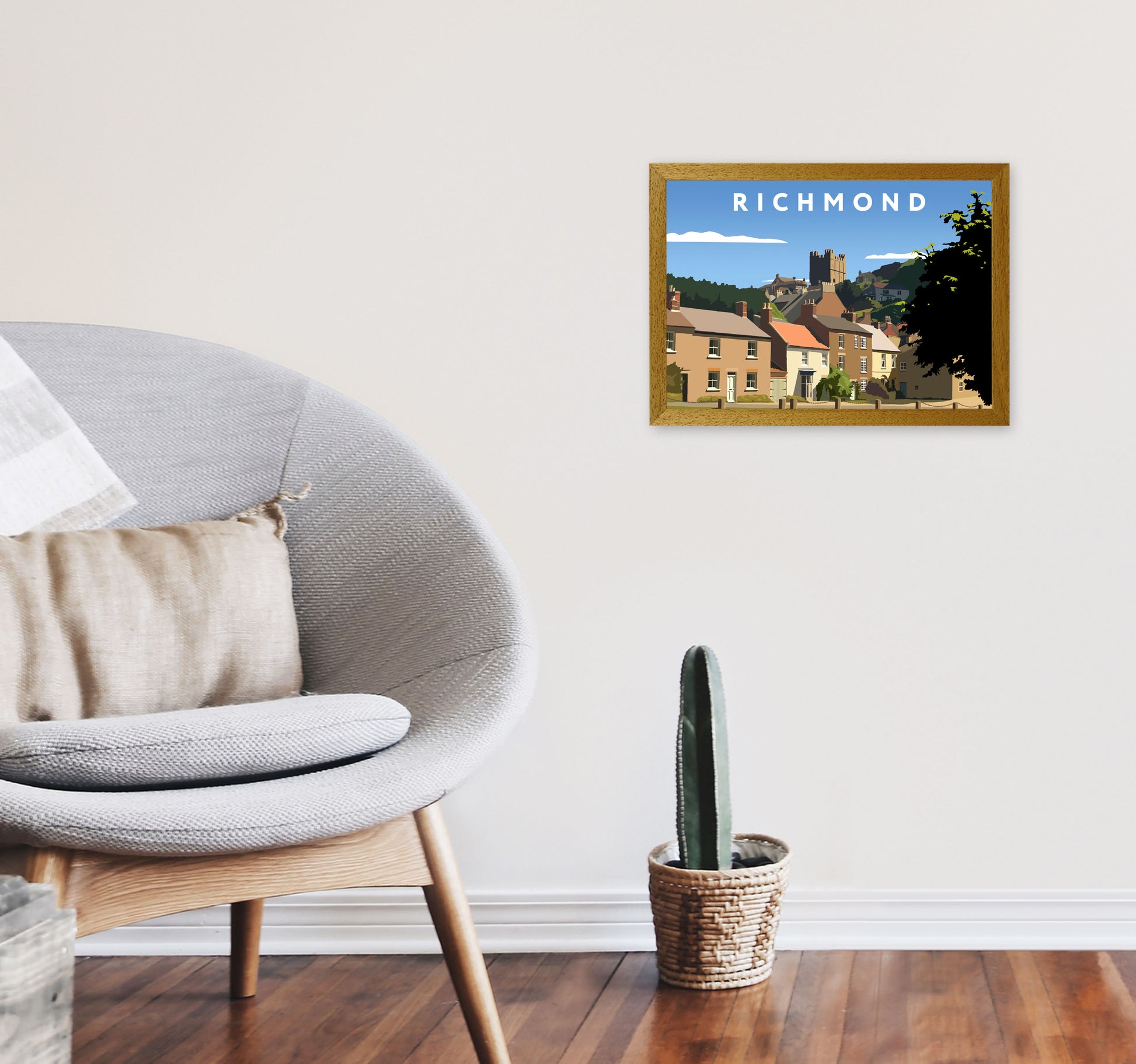 Richmond4 Travel Art Print by Richard O'Neill, Framed Wall Art A3 Print Only