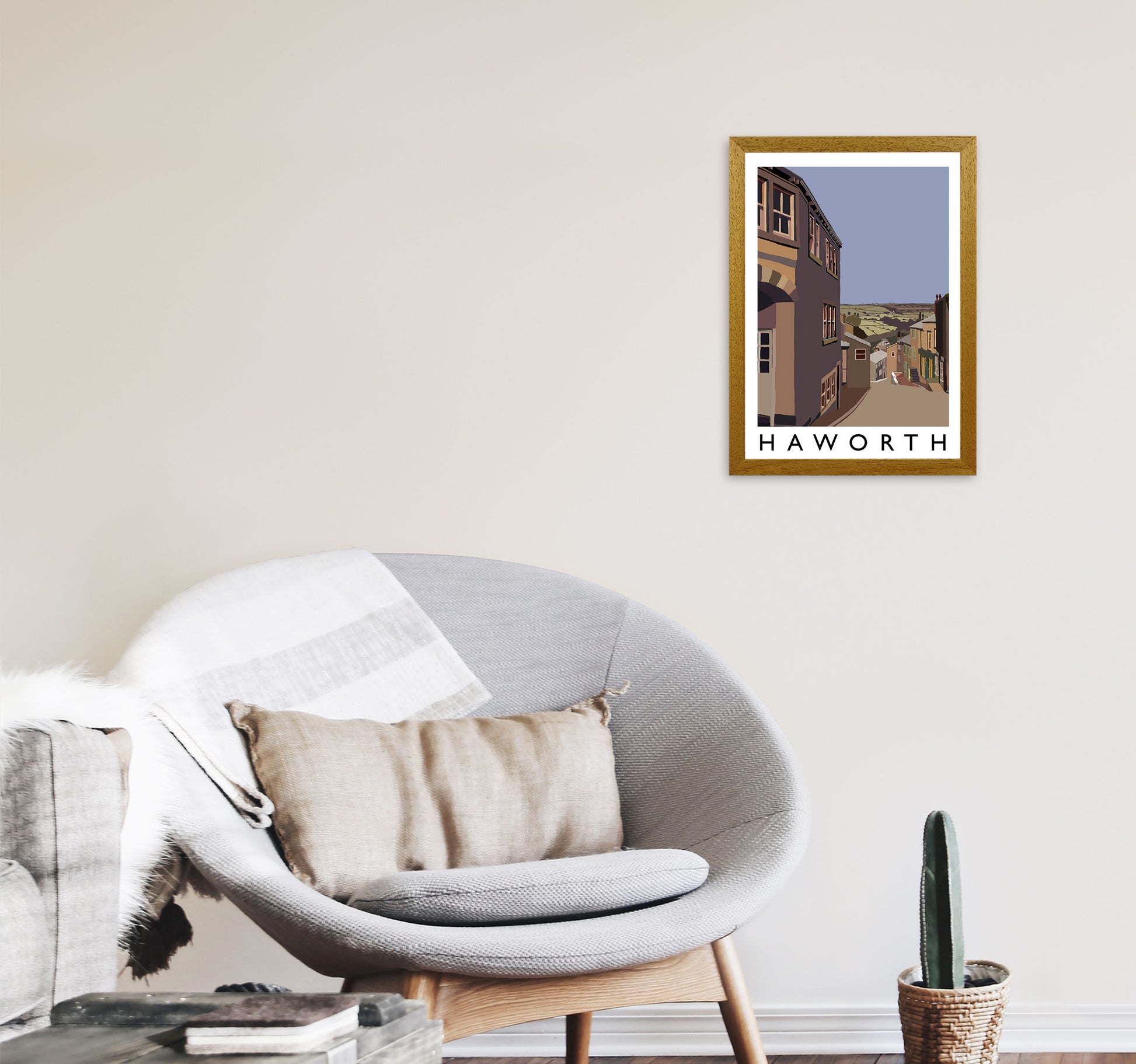 Haworth Travel Art Print by Richard O'Neill, Framed Wall Art A3 Print Only