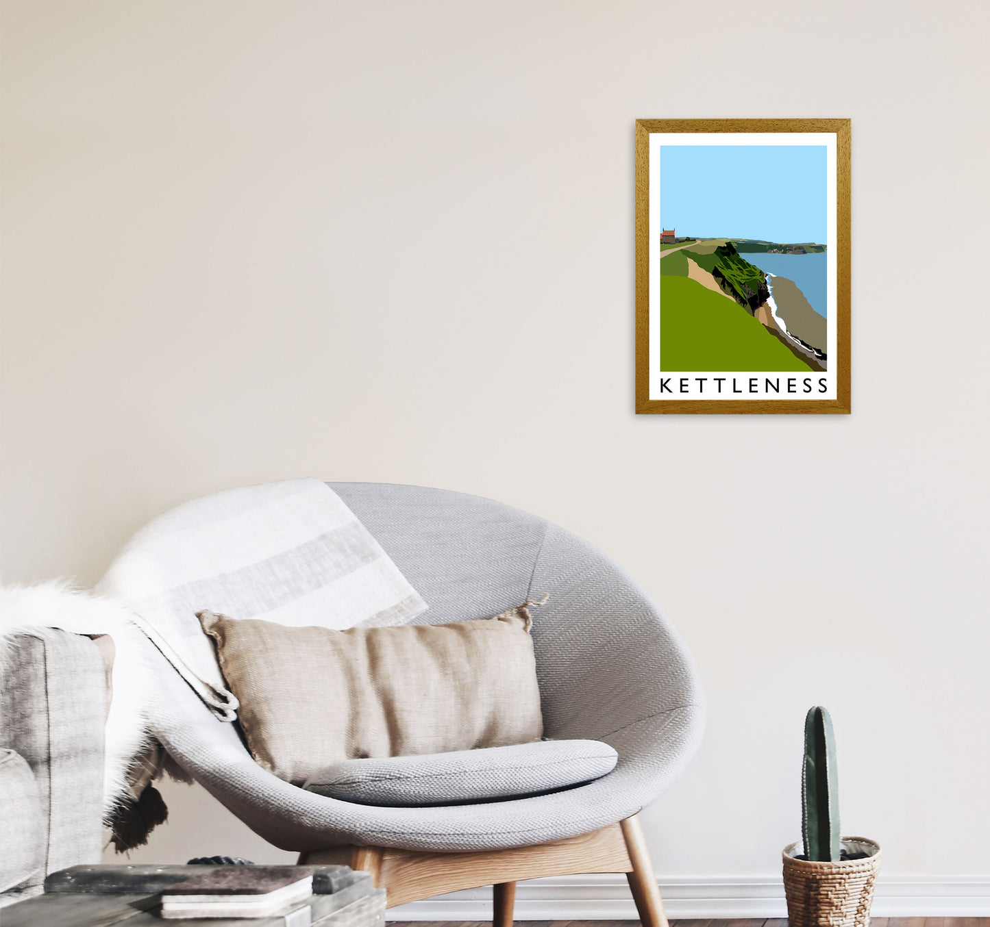 Kettleness Travel Art Print by Richard O'Neill, Framed Wall Art A3 Print Only