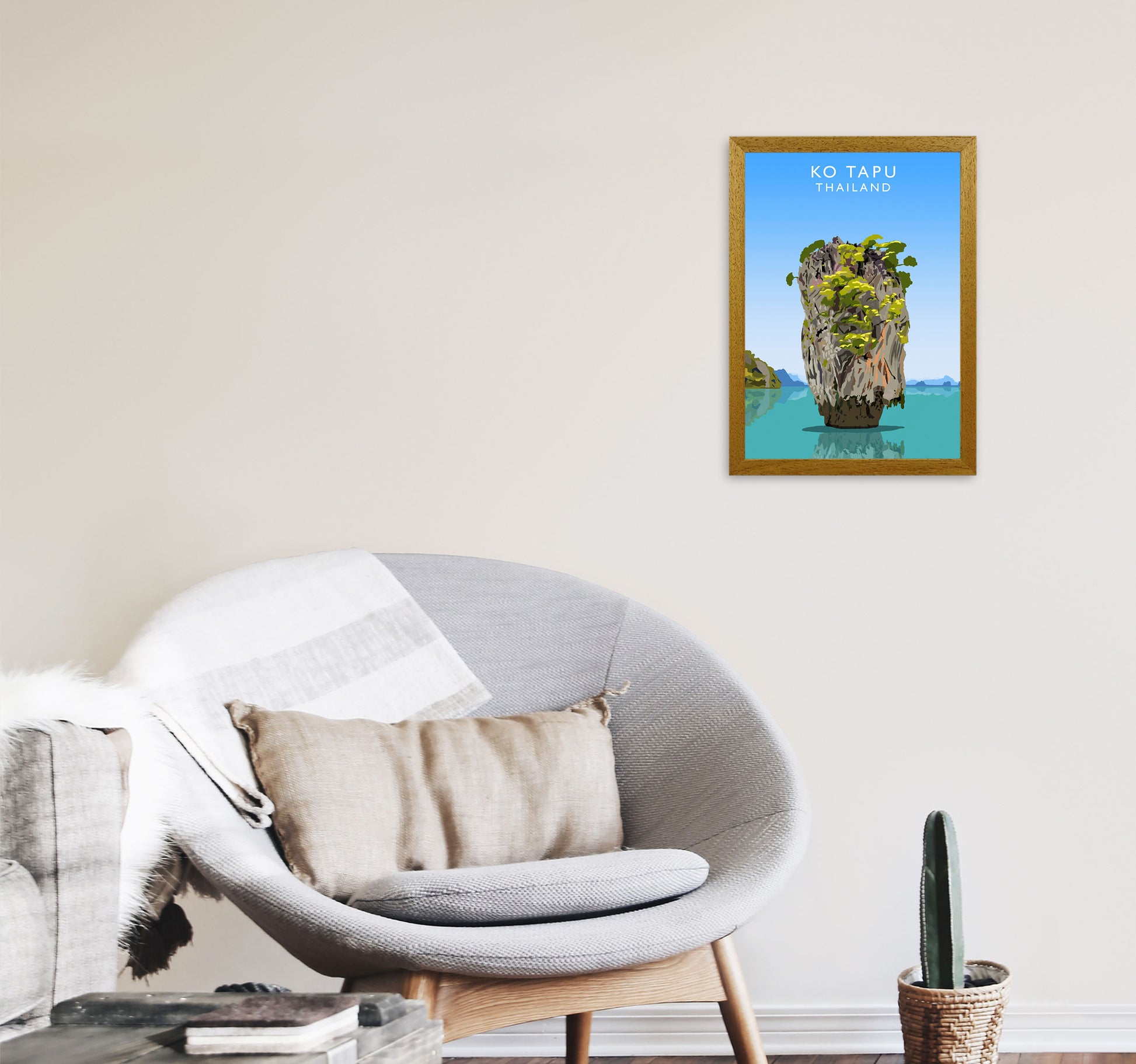 Ko Tapu Thailand  Portrait Travel Art Print by Richard O'Neill, Framed Wall Art A3 Print Only