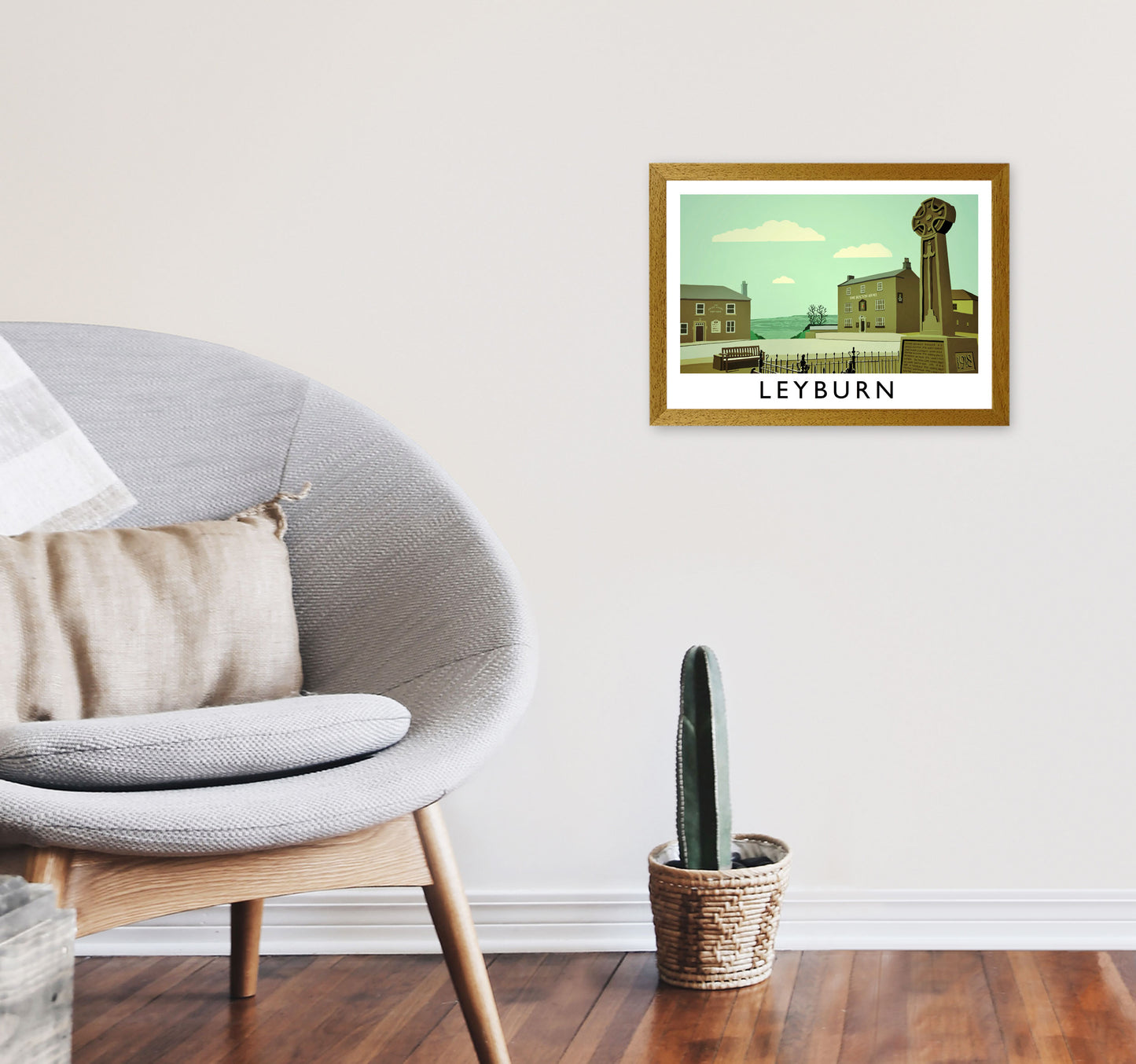 Leyburn Travel Art Print by Richard O'Neill, Framed Wall Art A3 Print Only