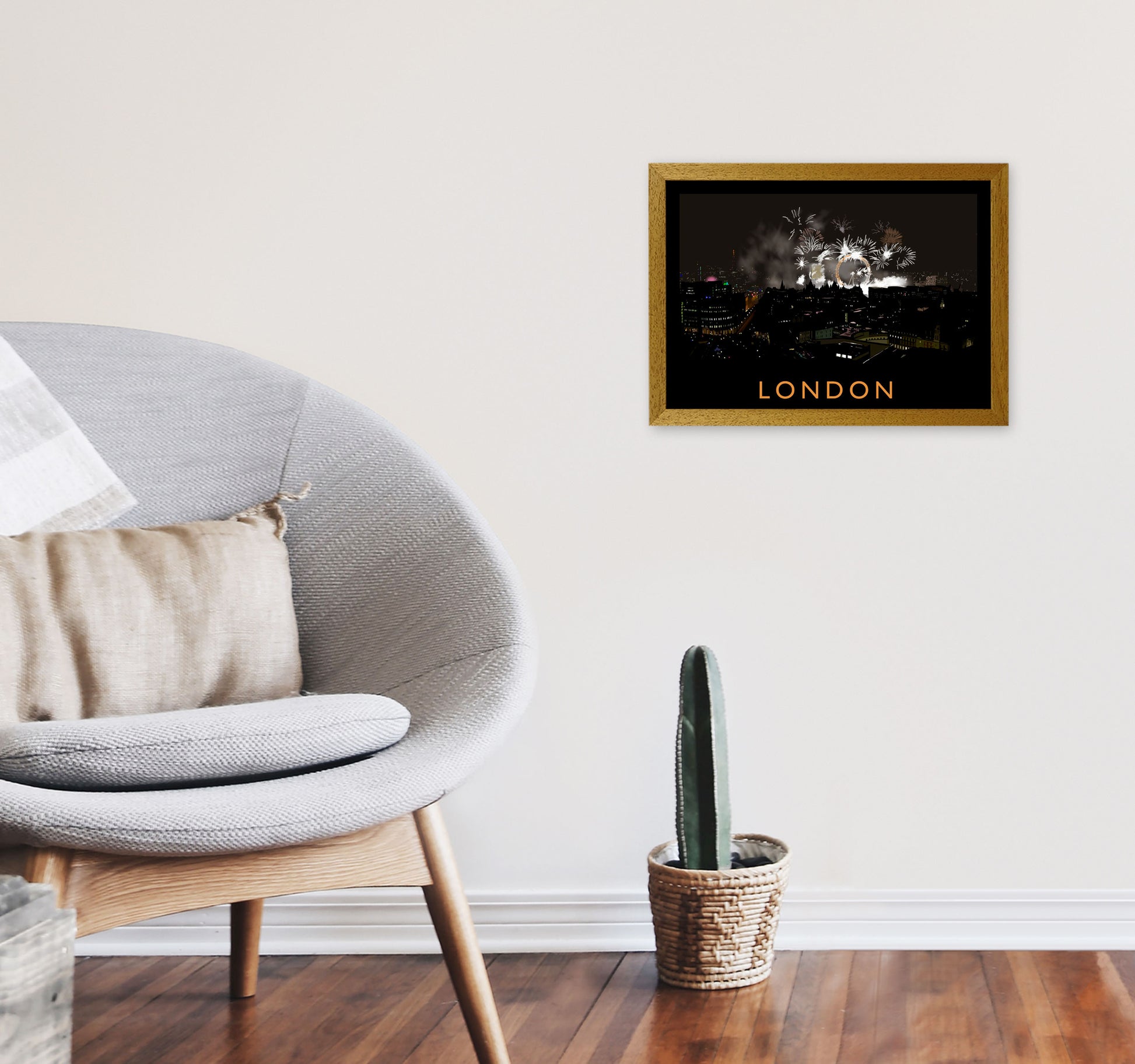 London Travel Art Print by Richard O'Neill, Framed Wall Art A3 Print Only