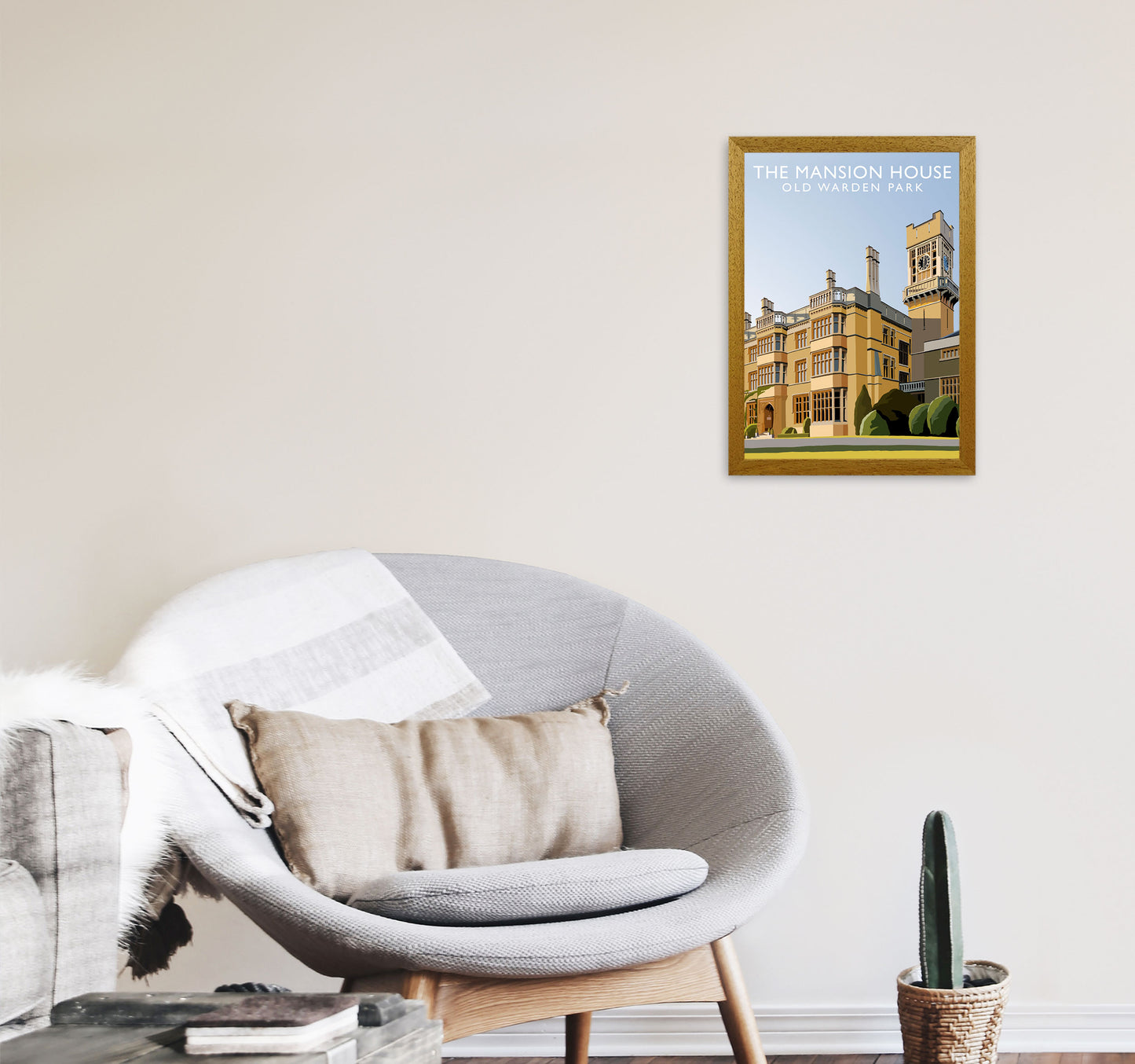 The Mansion House  Portrait Old Warden Park Travel Art Print by Richard O'Neill A3 Print Only