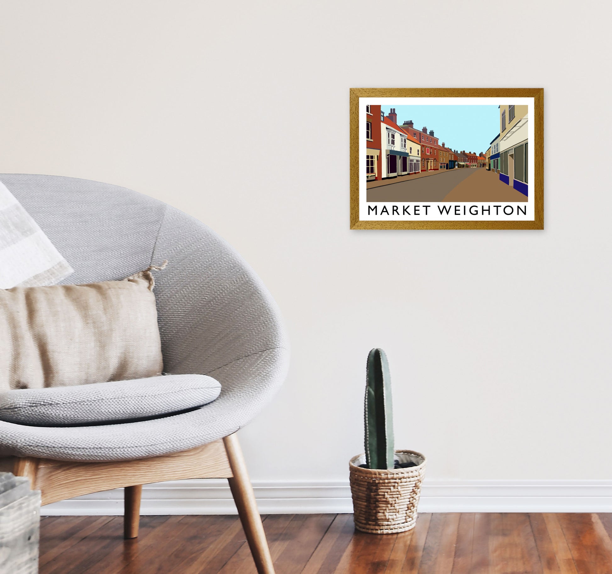 Market Weighton Travel Art Print by Richard O'Neill, Framed Wall Art A3 Print Only