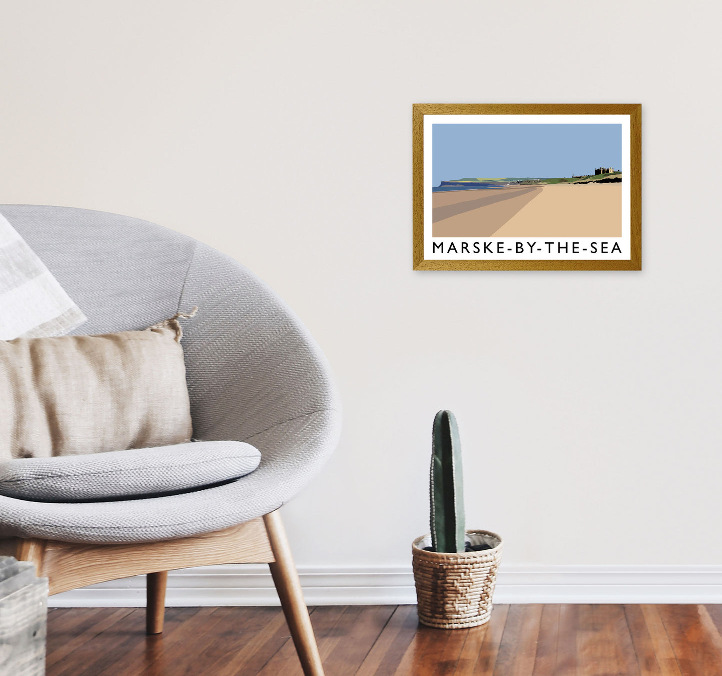 Marske-By-The-Sea Travel Art Print by Richard O'Neill, Framed Wall Art A3 Print Only