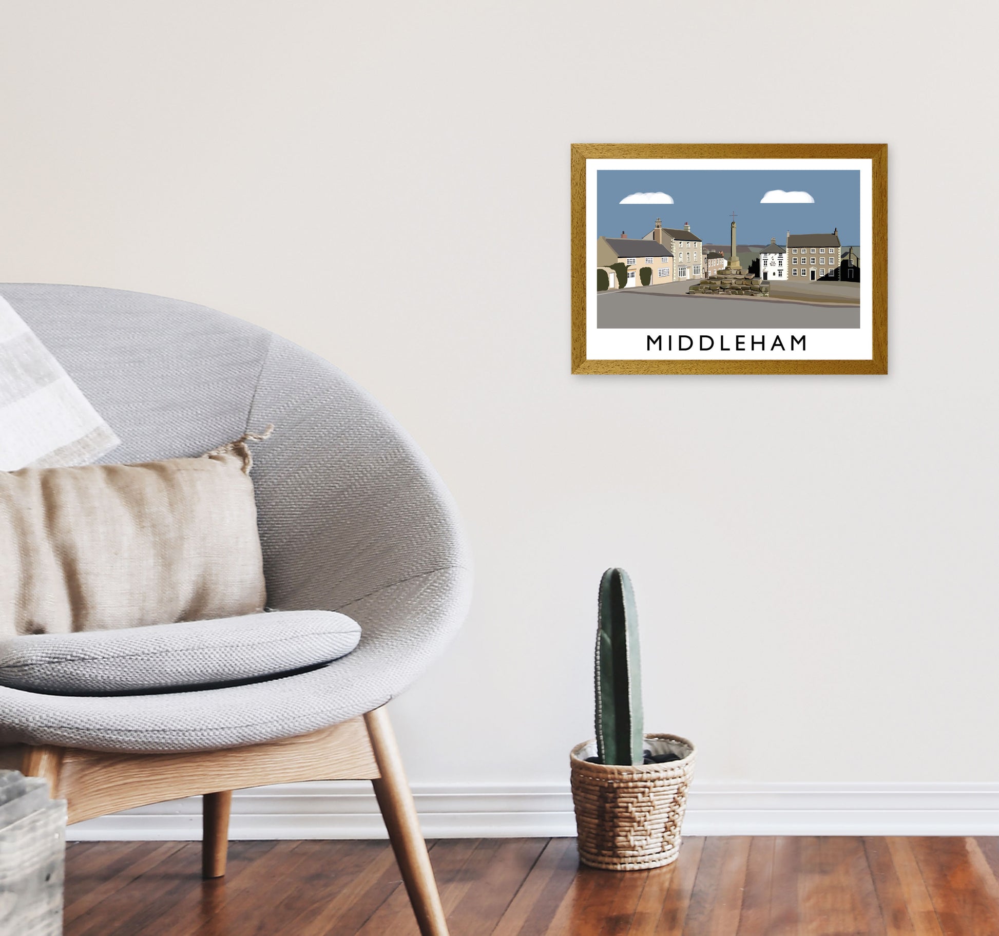 Middleham Travel Art Print by Richard O'Neill, Framed Wall Art A3 Print Only